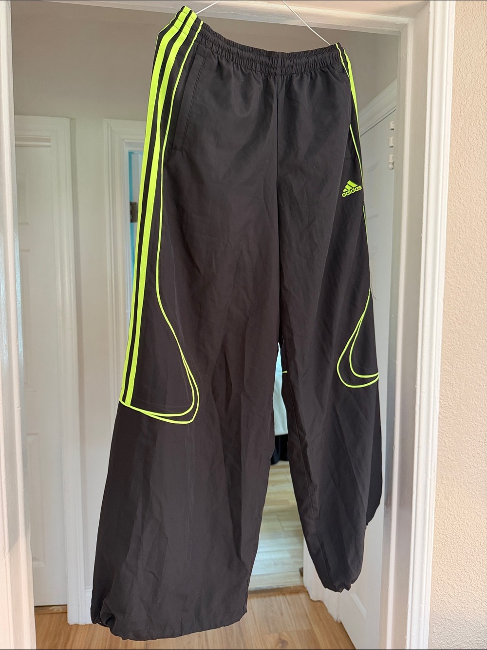 adidas Black Sweatpants with Neon Yellow Accents